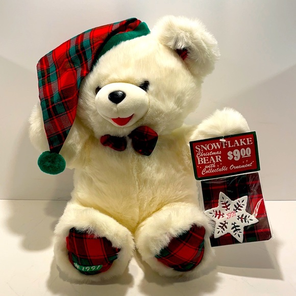 Vintage 1991 New Santa Christmas Bear Stuffed Animal Sealed Ornament Walmart